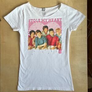 One Direction 1D “Stole My Heart” Band Tee Juniors L White